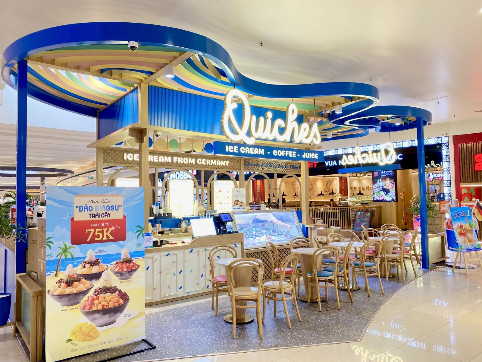 Cung cấp bàn ghế nhà hàng Quiches siêu thị Aeon Quận 8